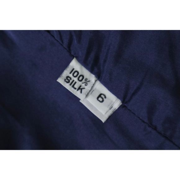 Roland Nivelais Size 6 100% Silk Sheath Cocktail Dress Pleated Hem Navy Blue - Picture 14 of 14